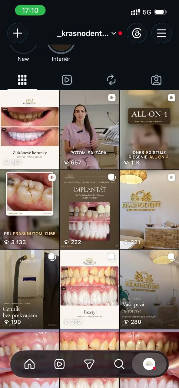 Оформление ленты Instagram - единый визуальный стиль профиля стоматологической клиники